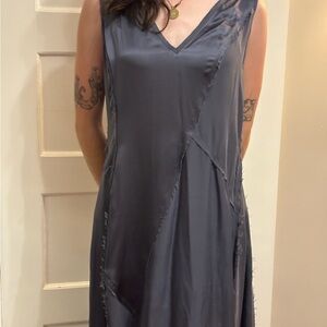 Chic Asymmetrical midnight navy silk Dress